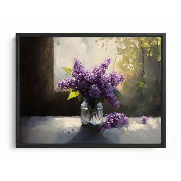 Obraz Rám Americký Box Květiny Fialový Bez Lilak Kytice Dekorace 80x60