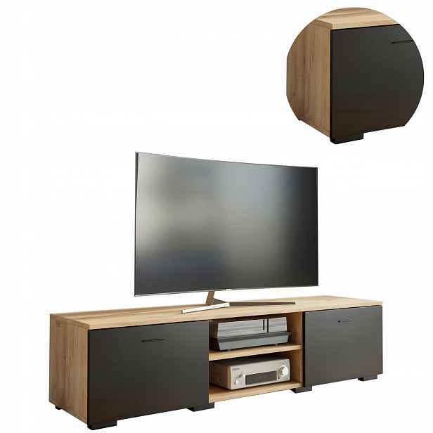 Skříňka rtv Roma 120 cm artisan-černá malá komoda stolek pod televizor regál
