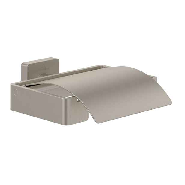 Villeroy & Boch Elements Striking - Držák toaletního papíru s krytem, matný kartáčovaný nikl TVA15201300064