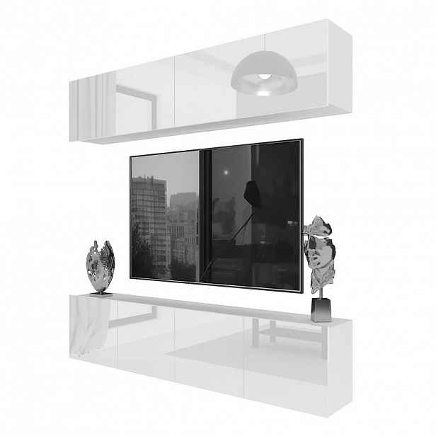 B BELINI GROUP OBÝVACÍ STĚNA Milano 6, Bílá lesklá, 200 cm, Bezúchytková