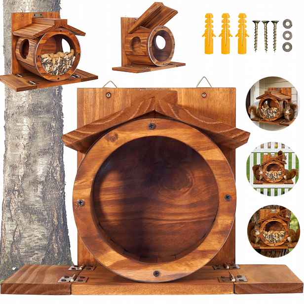 Dřevěné Krmítko Pro Veverky Spíž Na Ořechy 33*17*24 CM