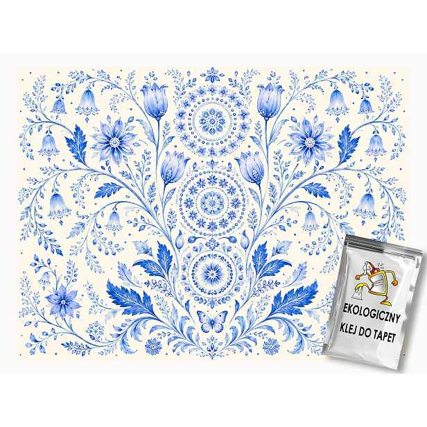 Fototapeta Netkaná Grafika Květiny Mandala Folk Etno Retro 368x254 130g
