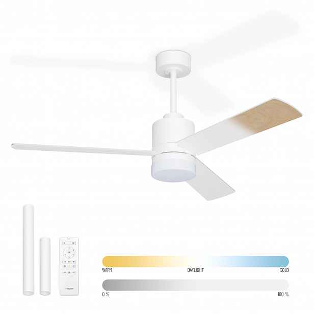 Noaton 14132WWLL Canis, bílá a světle hnědá, stropní svítidlo s vestavěným ventilátorem