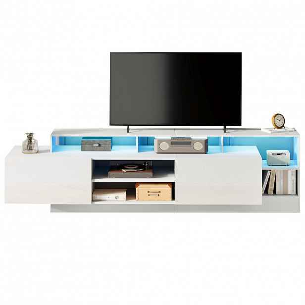 OKWISH TV stolek 190/40/48,5 cm bílý z dřevotřísky s LED osvětlením a úložným prostorem