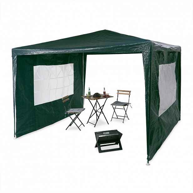 Relaxdays PAVILON Zelený 3x3 m se 2 bočními stěnami