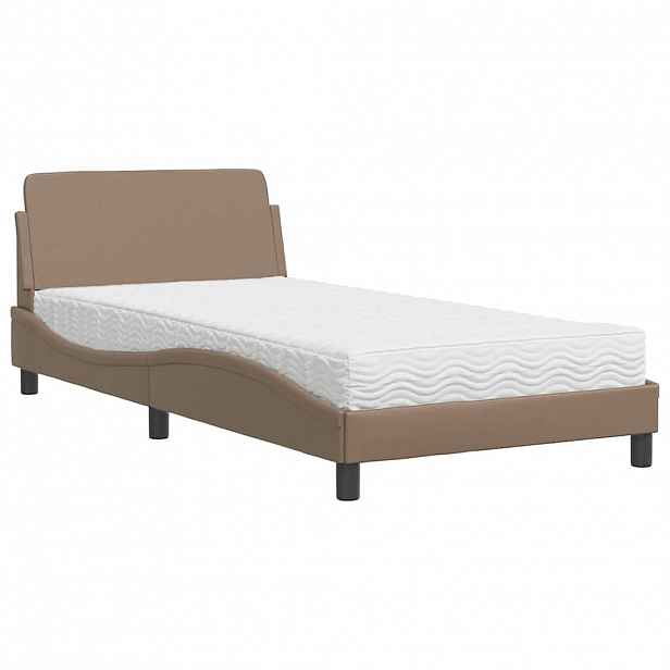 vidaXL Postel s matrací Dover cappuccino 100 x 200 cm umělá kůže
