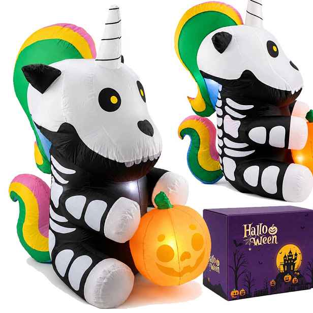 Halloween Nafukovací Led Dekorace Jednorožec Duch Kostlivec Voděodolná