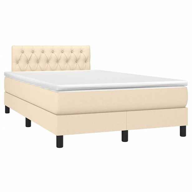vidaXL Box spring postel s matrací krémová 120x190 cm textil