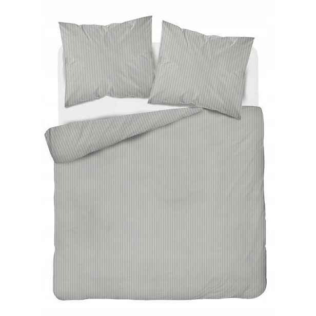 Povlečení damaškové 160x200 šedé, světlé jednobarevné proužky 1 cm Pure