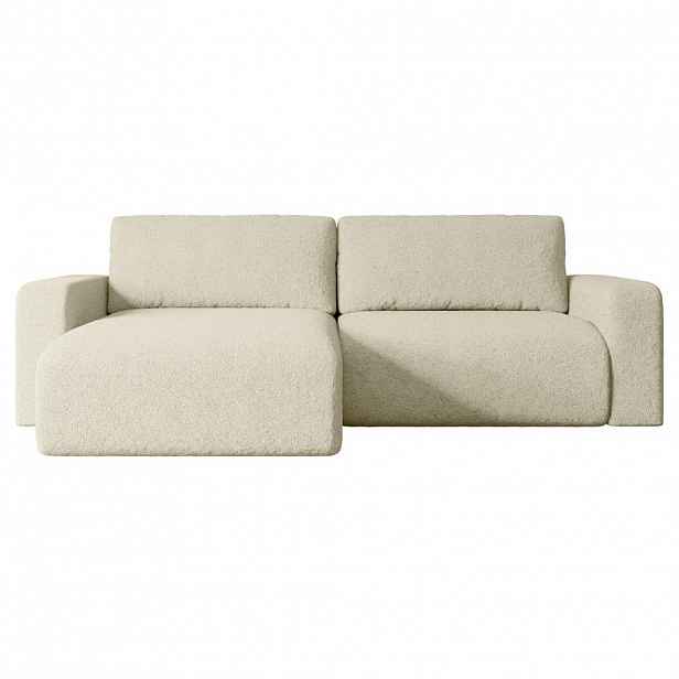 ALTDECOR ROHOVÁ SEDACÍ SOUPRAVA s funkcí lůžka a úložným prostorem KLEEA-L – 247 × 143 × 83 cm, béžová buklé