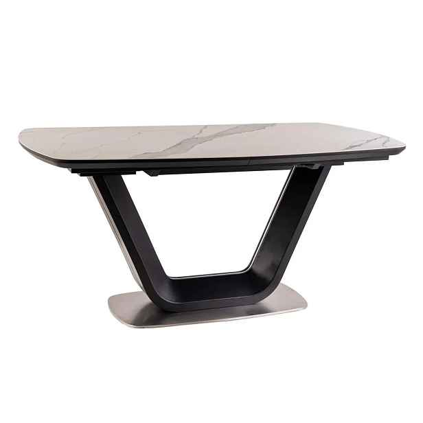 Casarredo Jídelní stůl rozkládací 160x90 ARMANI ceramic bílý mramor/černý mat