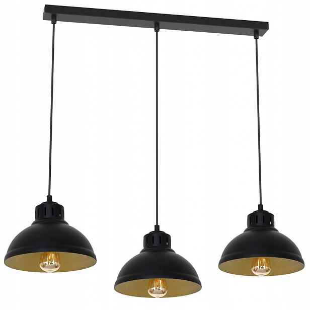 Černá trojitá závěsná lampa na liště Sven 9144 Luminex