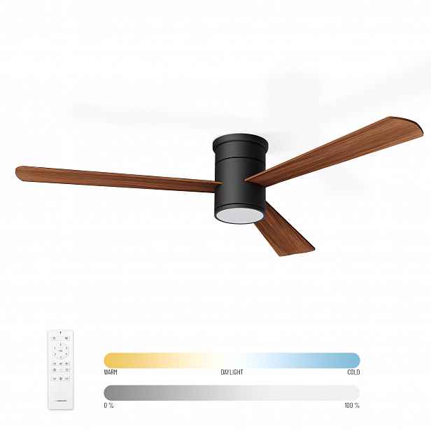 Noaton 15132BDL Zoya, tmavě hnědá, stropní svítidlo s vestavěným ventilátorem
