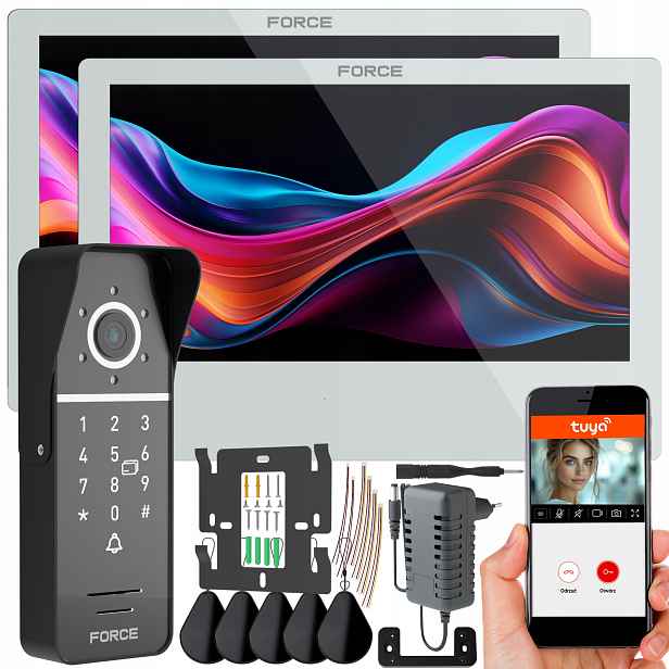 Videodomofon Force Myway 2X Monitor 10" Bílý WiFi Tuya Klíčenky