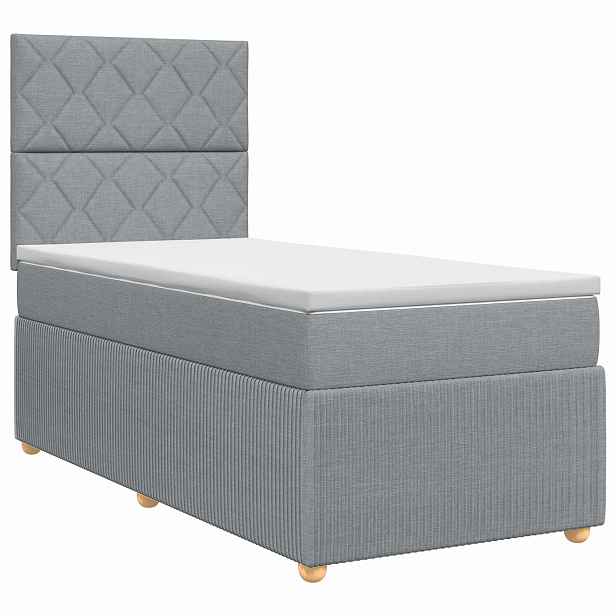 vidaXL Postel boxspring s matrací Světle šedá 90 x 190 cm Textil