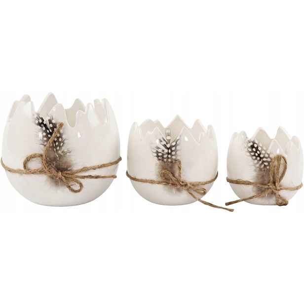 Hoff-Interieur Velikonoční ozdoba figurky vajíček s perem 3 ks Porcelán