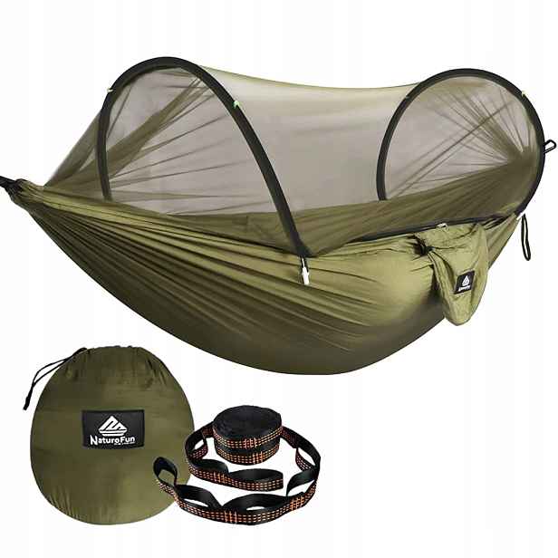 Houpací síť bez tyče Naturefun zelená 300 kg 275 x 140