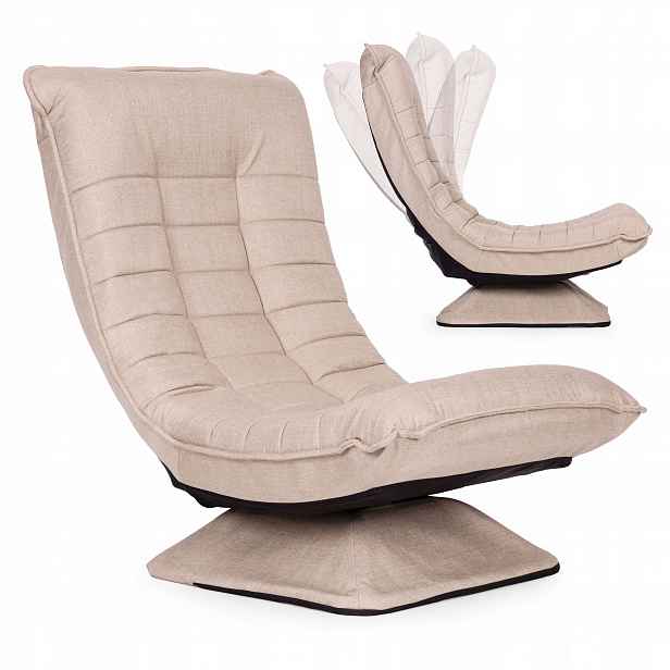 ModernHome TH-CL-3 Polohovatelné relaxační křeslo, otočné, béžové