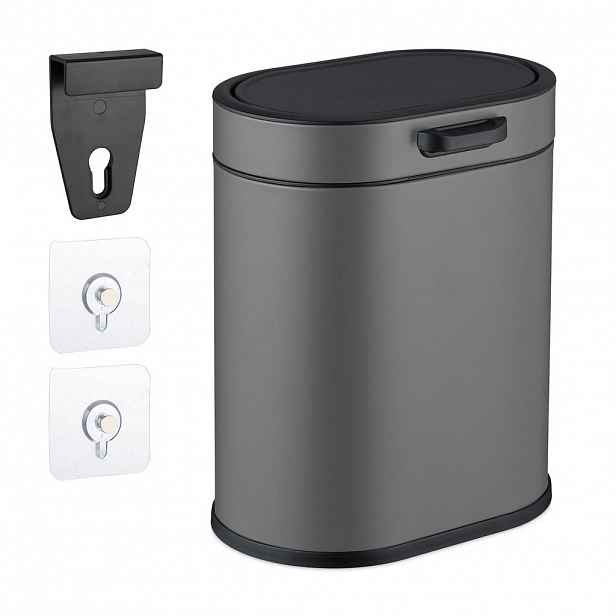 Relaxdays KOŠ Šedý závěsný 5 l víko Push Up