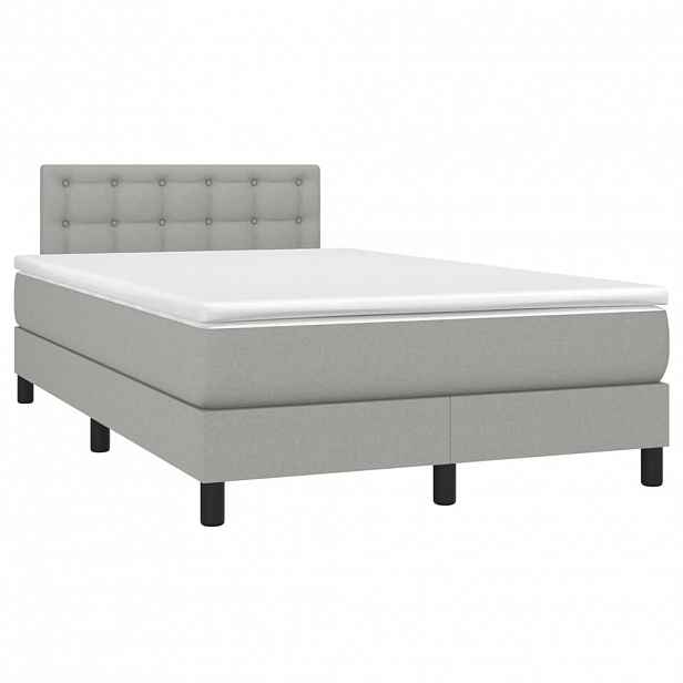 vidaXL Box spring postel s matrací světle šedá 120x190 cm textil