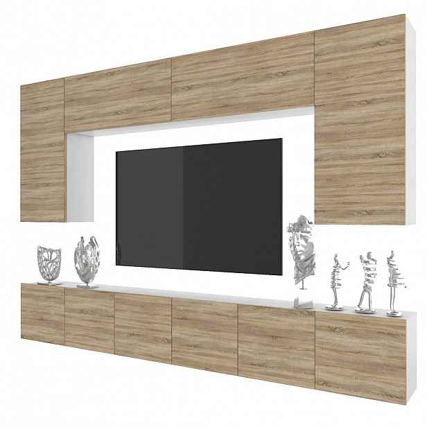 B BELINI GROUP OBÝVACÍ STĚNA Milano 2, Dub Sonoma matný, 300 cm, Bezúchytková
