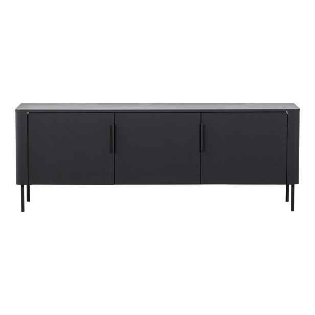 Matně černý TV stolek z borovicového dřeva 154x56x44 cm Gunnar – WOOOD