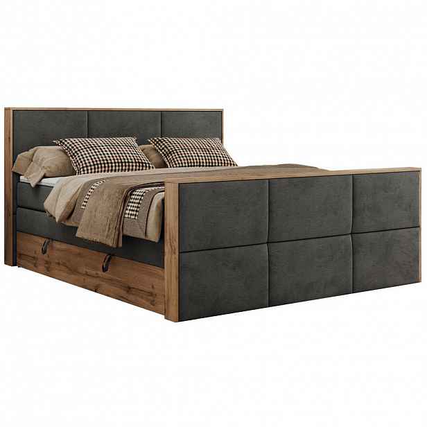 MKS POSTEL BOXSPRING ALBERO 2 KING DUO 140/200 - Šedá Samet - H3