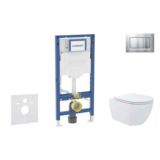 SANITINO - Set předstěnové instalace, klozetu Oudee a Slim sedátka softclose, tlačítko Sigma20, lakovaný chrom mat/chrom SANI11CA1179