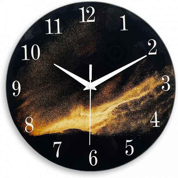 Skleněný nástěnný hodinový stroj Velký 24 palců Tichý Moderní Černý 60 cm