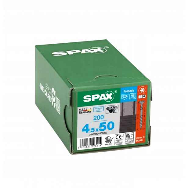 Šrouby Spax pro fasádní desku 4,5x50 mm, A2,TX černé 200 ks