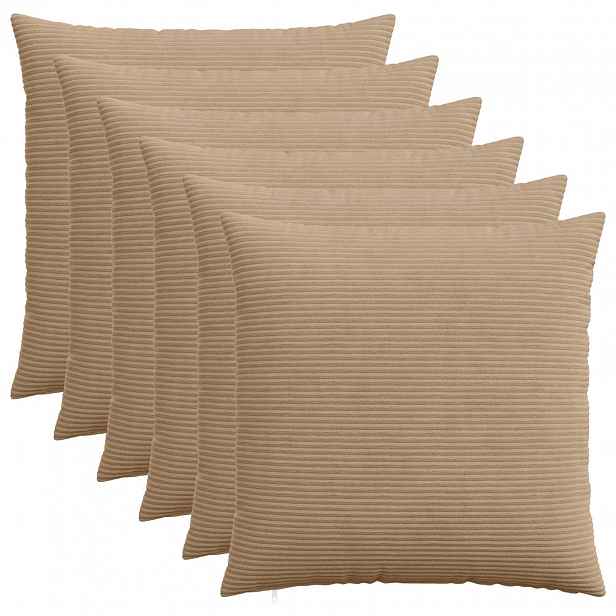vidaXL Povlak na polštář 6 pcs HEERLEN Hnědá 70 x 70 cm manšestr