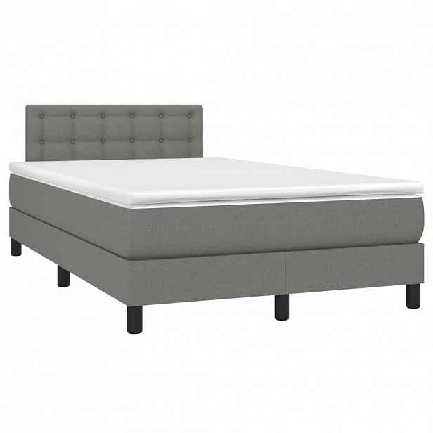 vidaXL Box spring postel s matrací tmavě šedá 120x190 cm textil