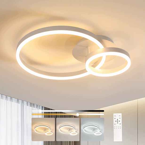 Stropní Led lampa lustr plafon bílý kruh moderní s dálkovým ovládáním 42W