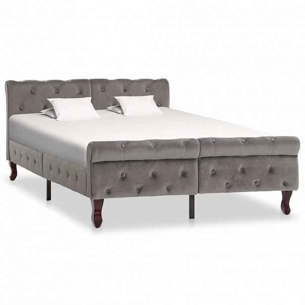 vidaXL Rám postele šedý samet 120 x 200 cm