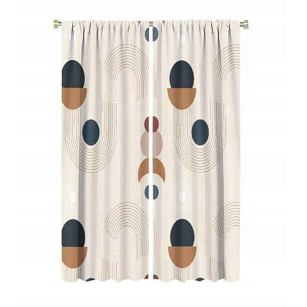 Závěs Geometrický Vzor 107x160 cm retro Mid Century tunel oka žabky