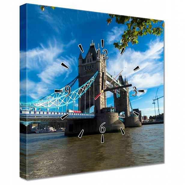 Nástěnné hodiny 40x40 Tower Bridge s oblohou