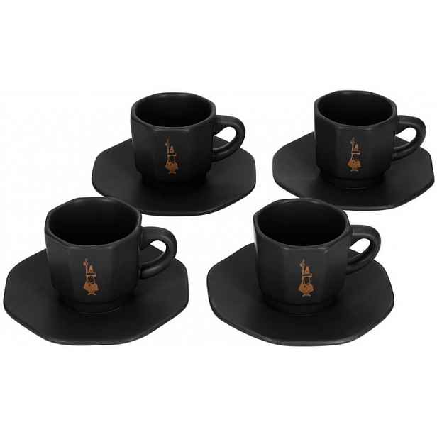 Bialetti Sada 4 šálků s podstavcem na espresso Černá
