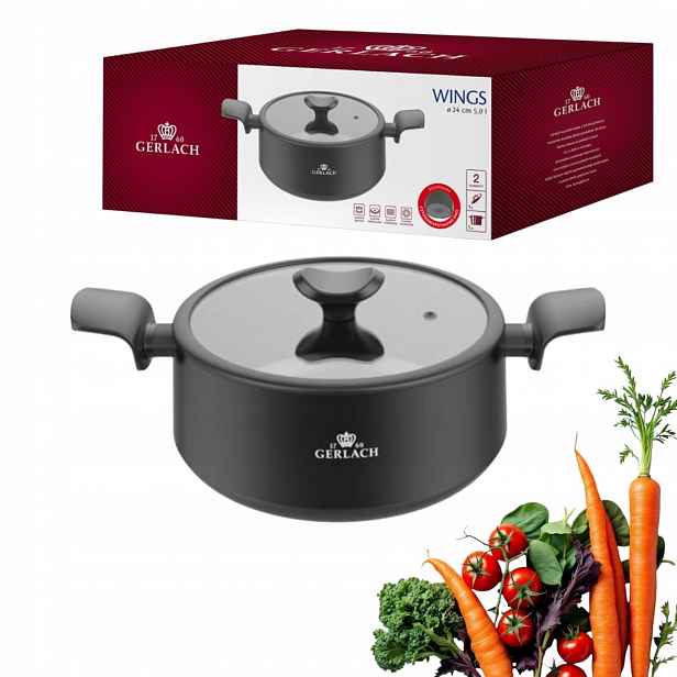 Gerlach Hrnec Wings 5 l, 24 cm, keramický povrch Excilon, víko