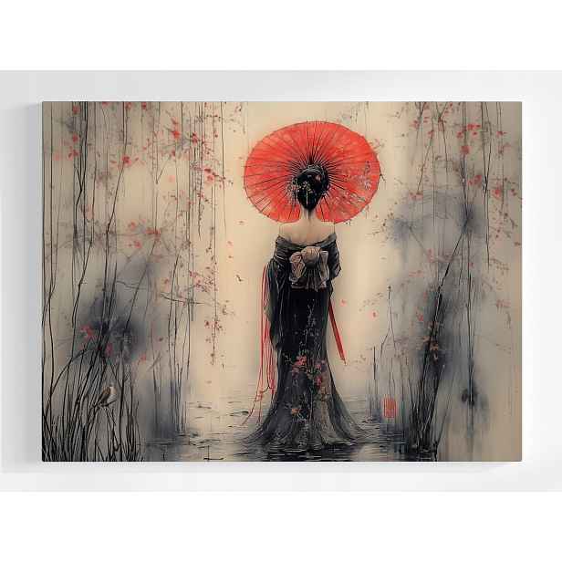 Plakát Žena Gejša Deštník Japonsko Orient Asie 100x75