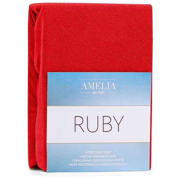 Restilo Froté prostěradlo s gumou AmeliaHome Ruby červené, velikost 140-160x200
