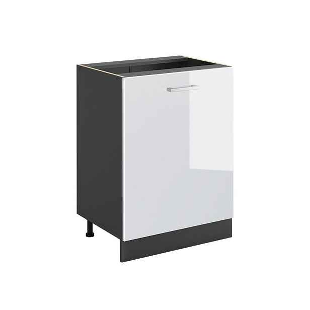 Vicco SPODNÍ SKŘÍŇKA KUCHYŇSKÉ LINKY R-Line, Bílá vysoký lesk/Antracit, 60 cm s 1 dveřmi bez pracovní desky