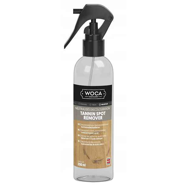 Woca Tannin Spot Remover 250 ml odstraňuje černé skvrny po vodě na dřevě