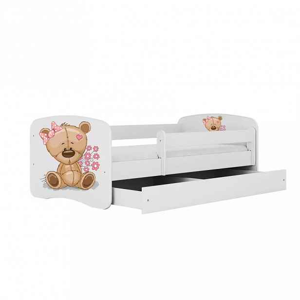 Dětská postel Babydreams+SZ bílá 70x140 Medvídek s kytičkami