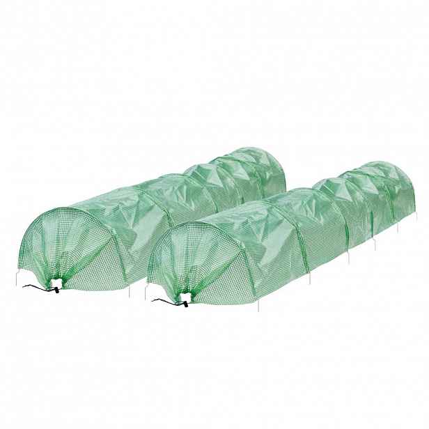 ECD-Germany SADA 2 ks fóliových tunelů 300 x 55 x 35 cm, 3 m, průhledné/zelené, z PE