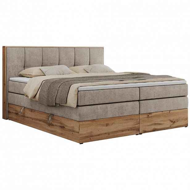 MKS POSTEL BOXSPRING ALBERO 1 KING 160/200 - Béžová Strukturovaná látka - H3