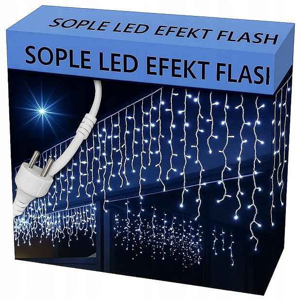 Rampouchy 500 Led Záclona Venkovní Osvětlení IP44 Flash Bílá Studená 25M
