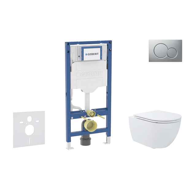 SANITINO - Set předstěnové instalace, klozetu Oudee a Slim sedátka softclose, tlačítko Sigma01, lakovaný matný chrom SANI11CA1181