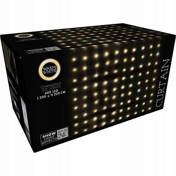 Vánoční Osvětlení Na Stromeček Světelný Závěs 200x200cm 400 Led Teplá Bílá Dálkové Ovládání