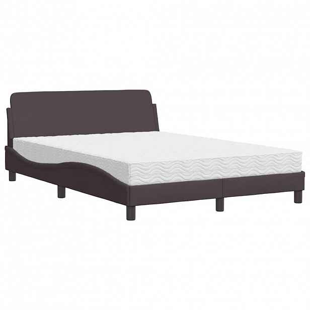 vidaXL Postel s matrací Dover tmavě hnědá 120 x 200 cm textil