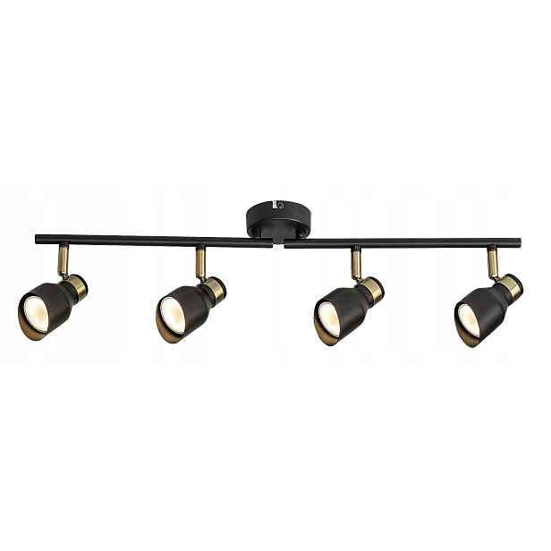 Stropní svítidlo černo-zlatá, čtyři pohyblivé reflektory 4xGU10 25W Rabalux